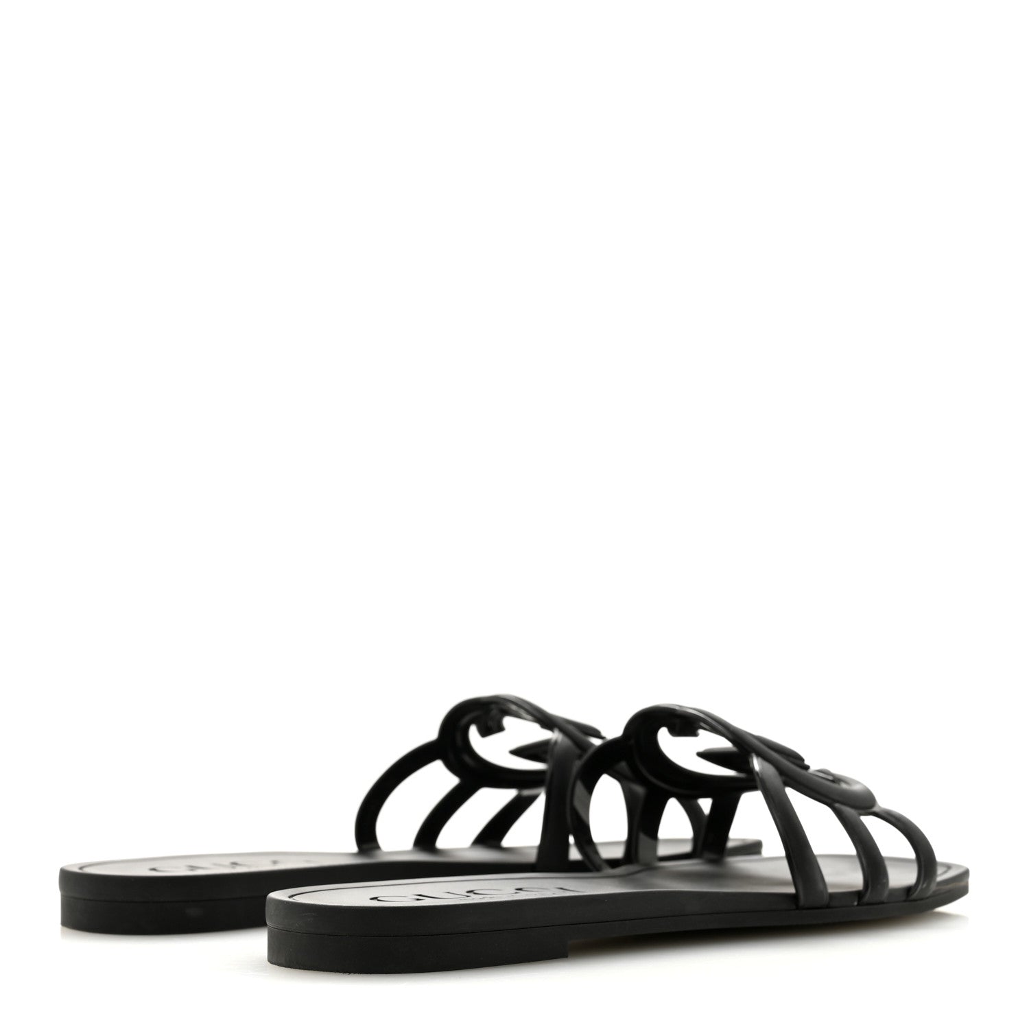 Gucci Rubber Womens Interlocking G Slide Sandals 36 Black 5 of 10