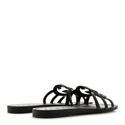Gucci Rubber Womens Interlocking G Slide Sandals 36 Black 5 of 10