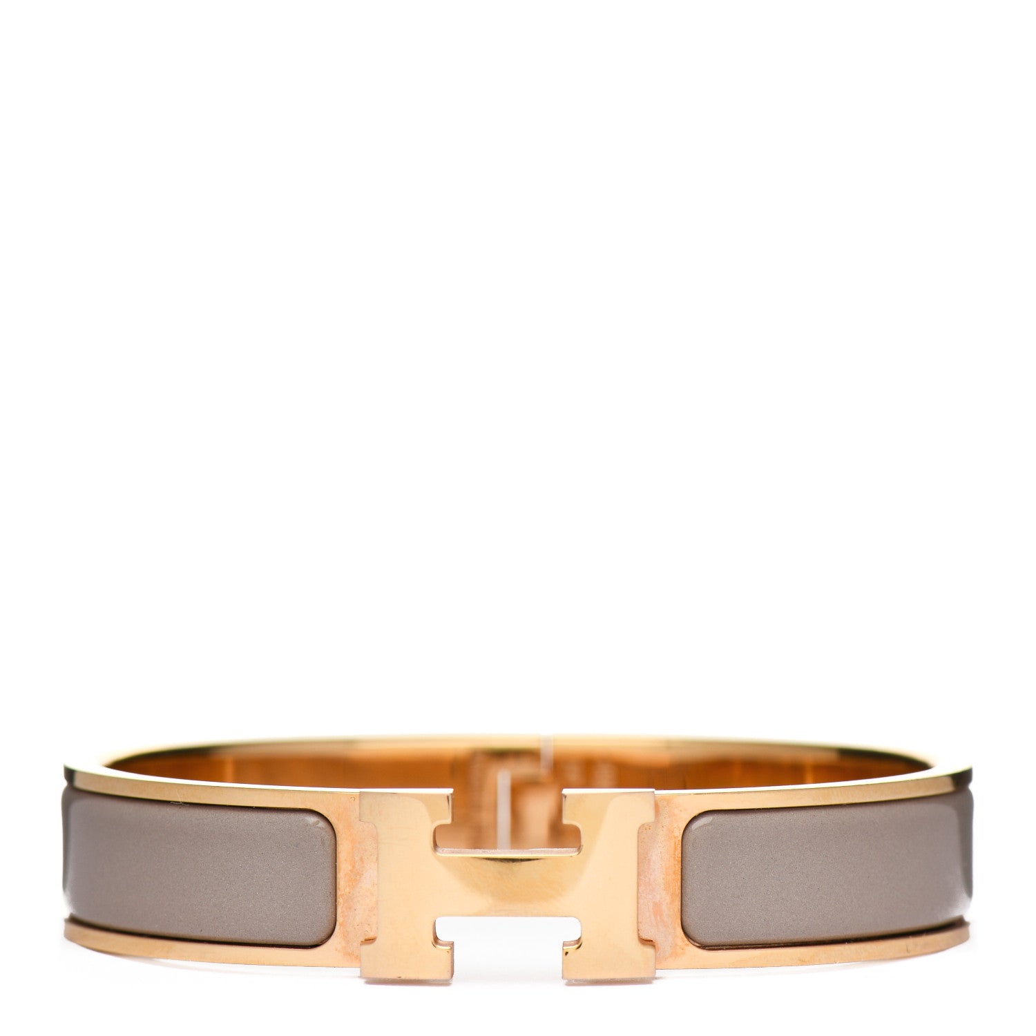 Hermes Enamel Narrow Clic Clac H Bracelet PM Marron Glace 1 of 3