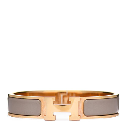 Hermes Enamel Narrow Clic Clac H Bracelet PM Marron Glace 1 of 3
