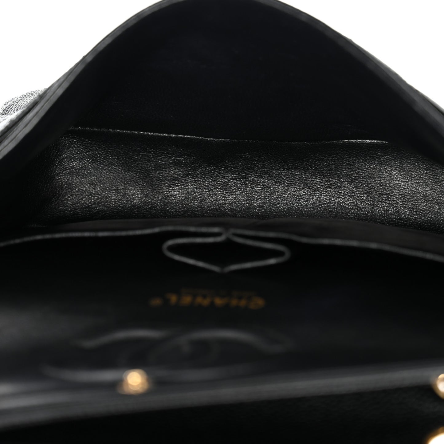 Caviar Quilted Medium Double Flap Black