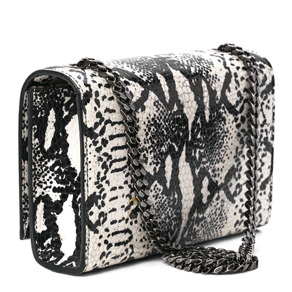 Saint Laurent Calfskin Snakeskin Embossed Small Classic Monogram Kate Tassel Satchel White Black 3 of 11