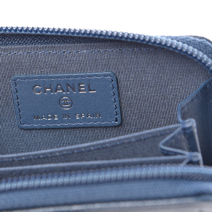 Chanel Caviar Quilted Boy Zip Around Coin Purse Wallet Dark Blue 6 of 7
