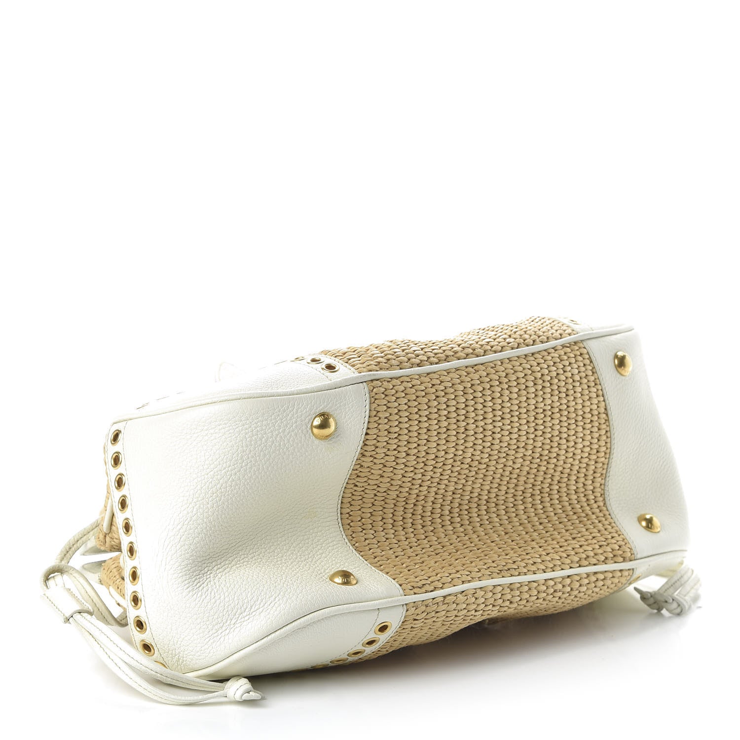 Prada Paglia Vitello Daino Frame Satchel Naturale White 4 of 13