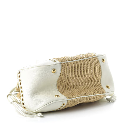 Prada Paglia Vitello Daino Frame Satchel Naturale White 4 of 13