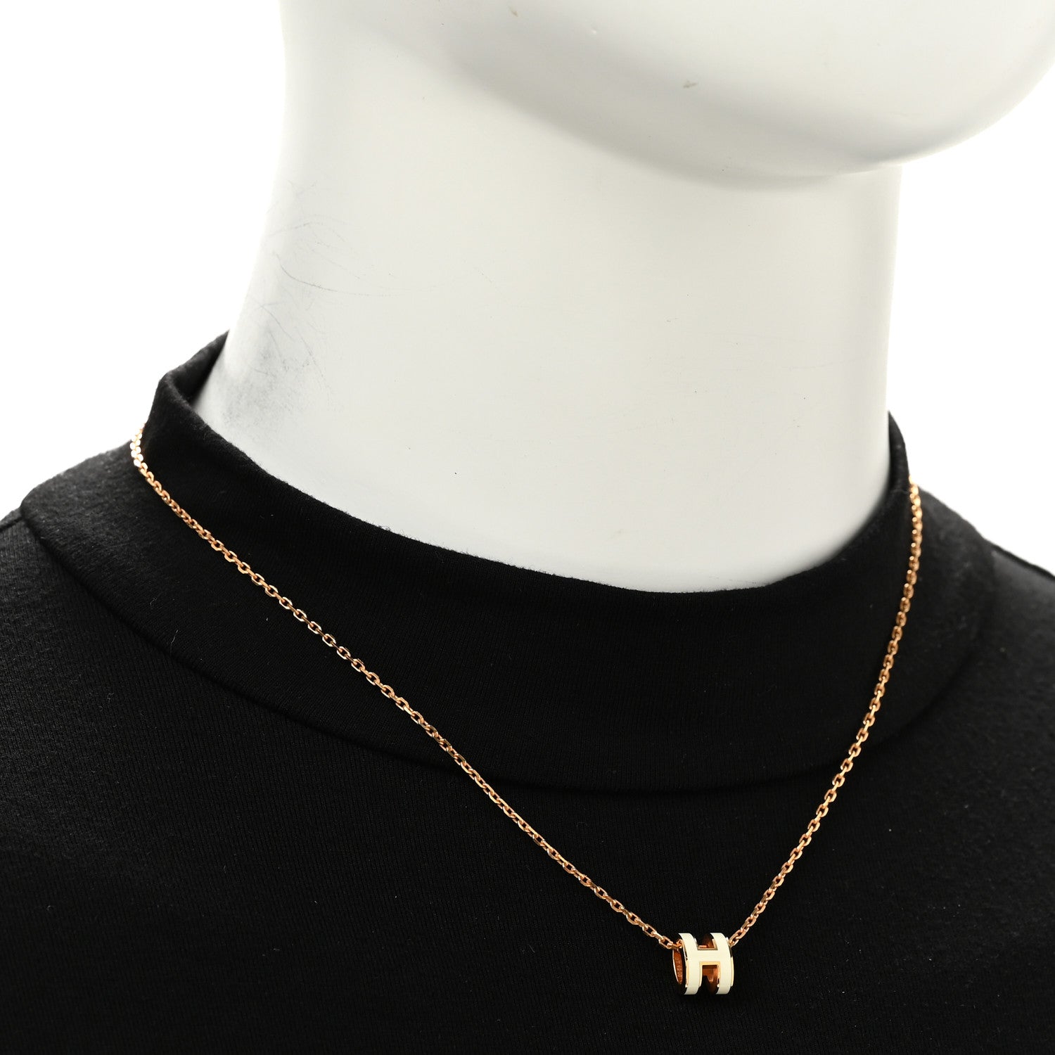 Hermes Lacquered Rose Gold Mini Pop H Pendant Necklace White 2 of 6