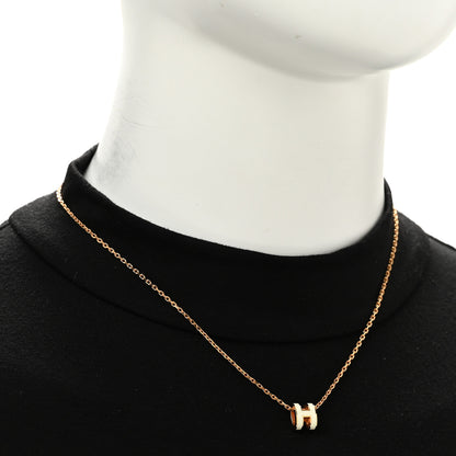 Hermes Lacquered Rose Gold Mini Pop H Pendant Necklace White 2 of 6