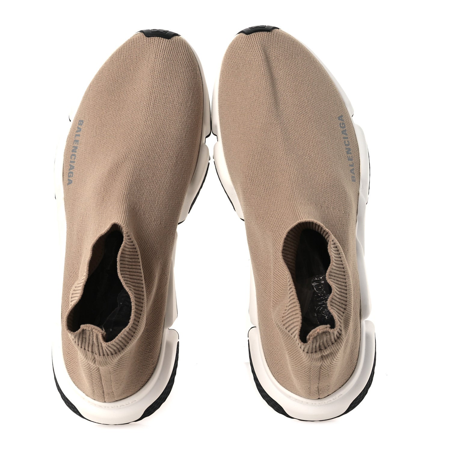 Balenciaga Neoprene Knit Bi-Color Sole Womens Speed Sneakers 40 Beige White Black 2 of 11