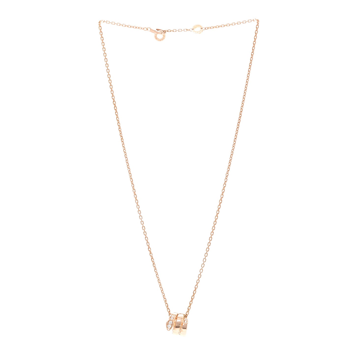 18K Rose Gold Diamond Serpenti Viper Demi Pave Pendant Necklace