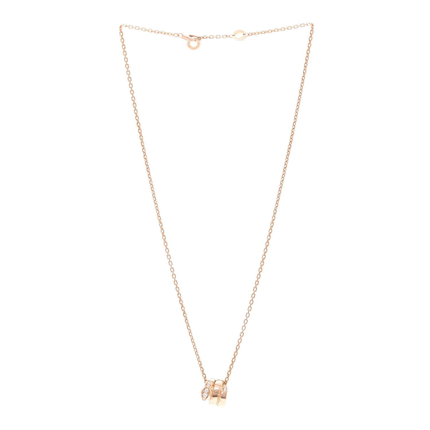 Bulgari 18K Rose Gold Diamond Serpenti Viper Demi Pave Pendant Necklace 3 of 5
