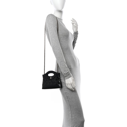 Chanel Shiny Crumpled Calfskin Quilted Nano 31 Shopping Bag Black 2 of 11
