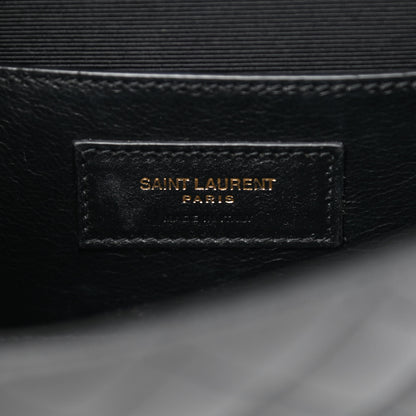 Saint Laurent Grain De Poudre Textured Mixed Matelasse Triquilt Small Monogram Satchel Black 6 of 9