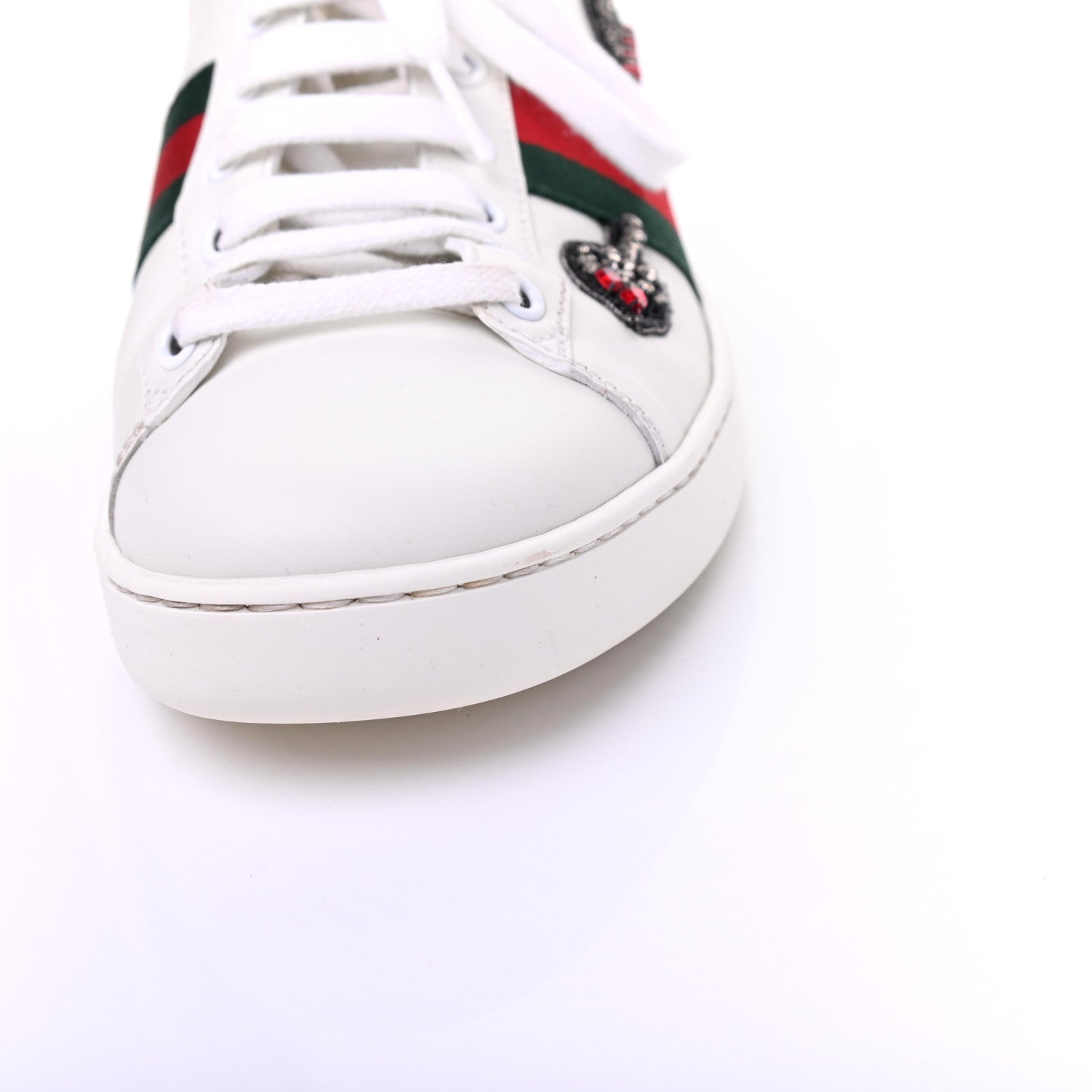 Gucci Calfskin Web Studded Womens Arrow Ace Sneakers 40 White 12 of 14