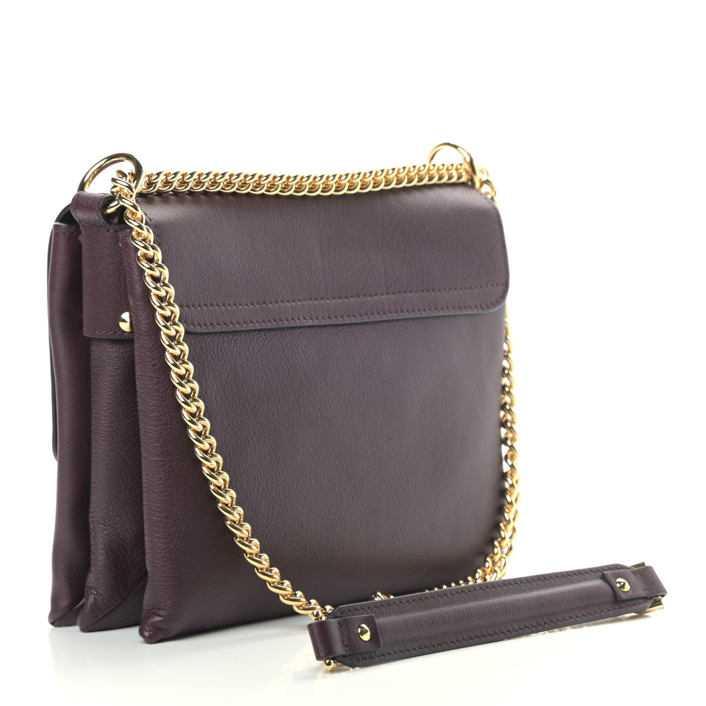 Calfskin Small Twin Skull Chain Crossbody Purple