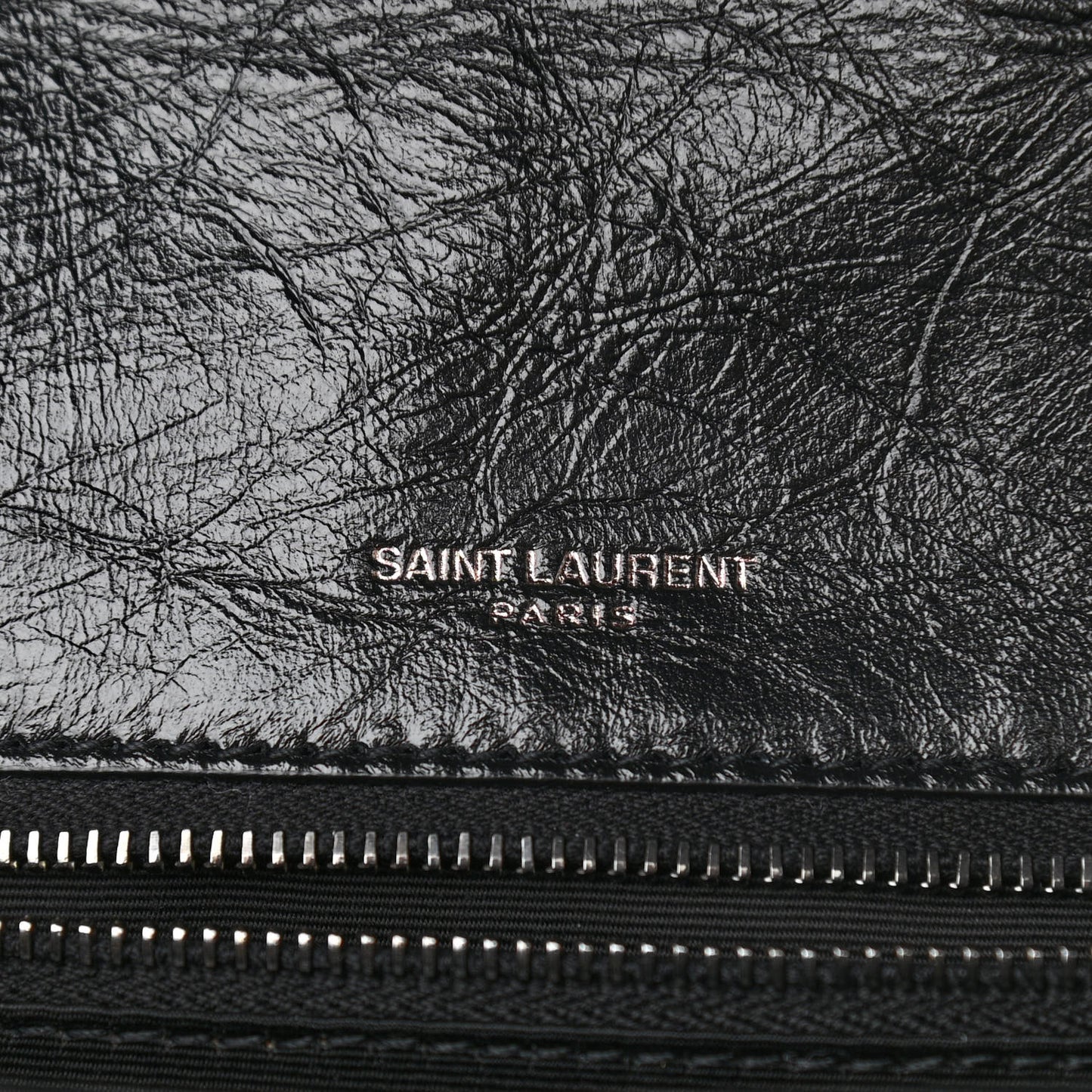 Crinkled Calfskin Matelasse Monogram Medium Niki Chain Satchel Black