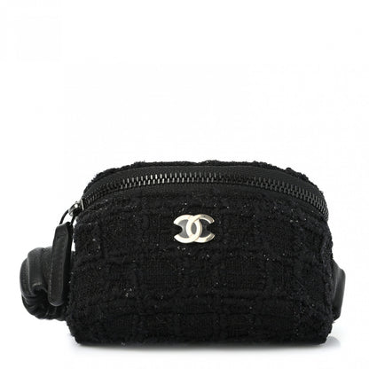 Chanel Tweed Lambskin Quilted Arm Coin Purse Black 1 of 7