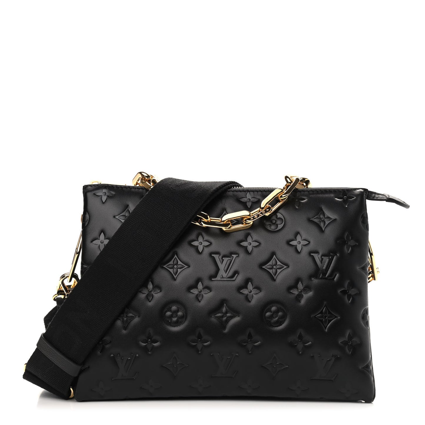Lambskin Embossed Monogram Coussin PM Black
