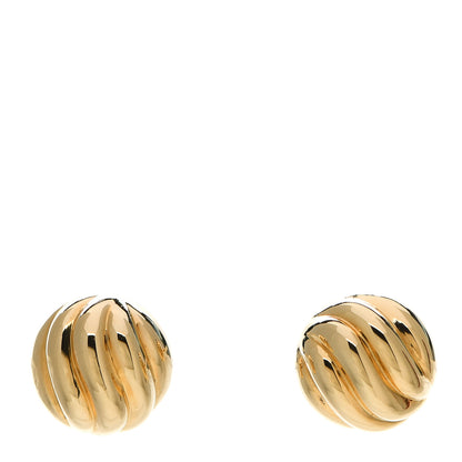 David Yurman 18K Yellow Gold 8mm Sculpted Cable Earrings 1 of 4