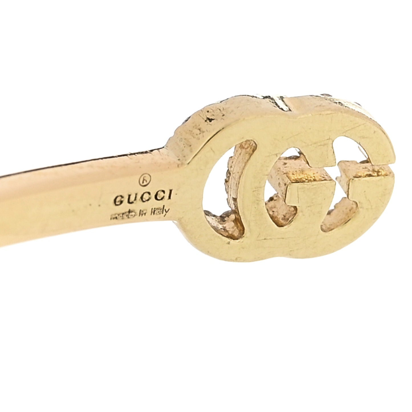 18K Yellow Gold Diamond GG Running Cuff Bracelet