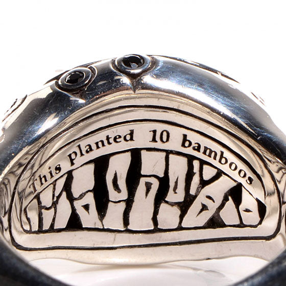 John Hardy Sterling Silver 11mm Black Sapphire Bamboo Batu Ring 7 4 of 6