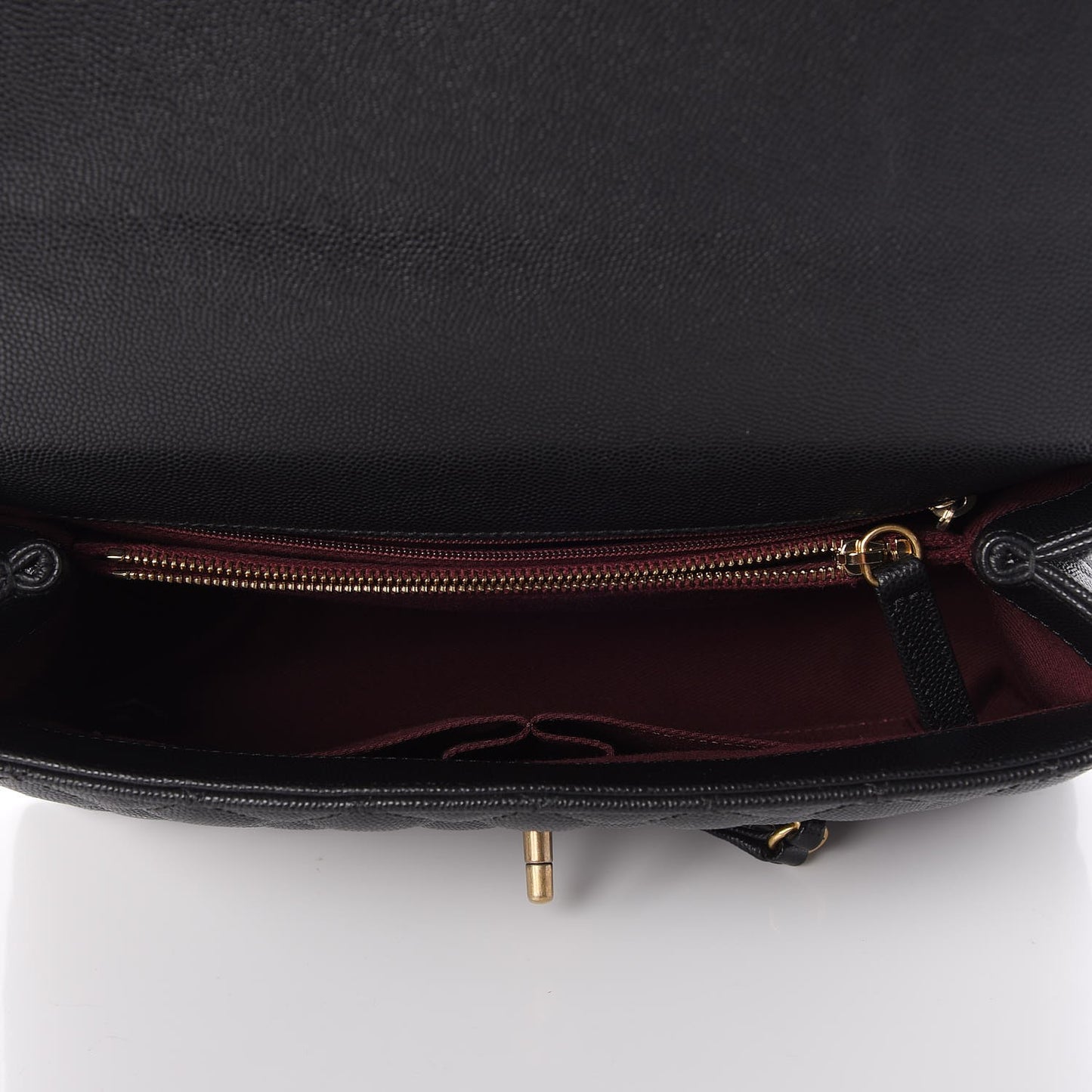 Caviar Quilted Small Coco Handle Flap Black