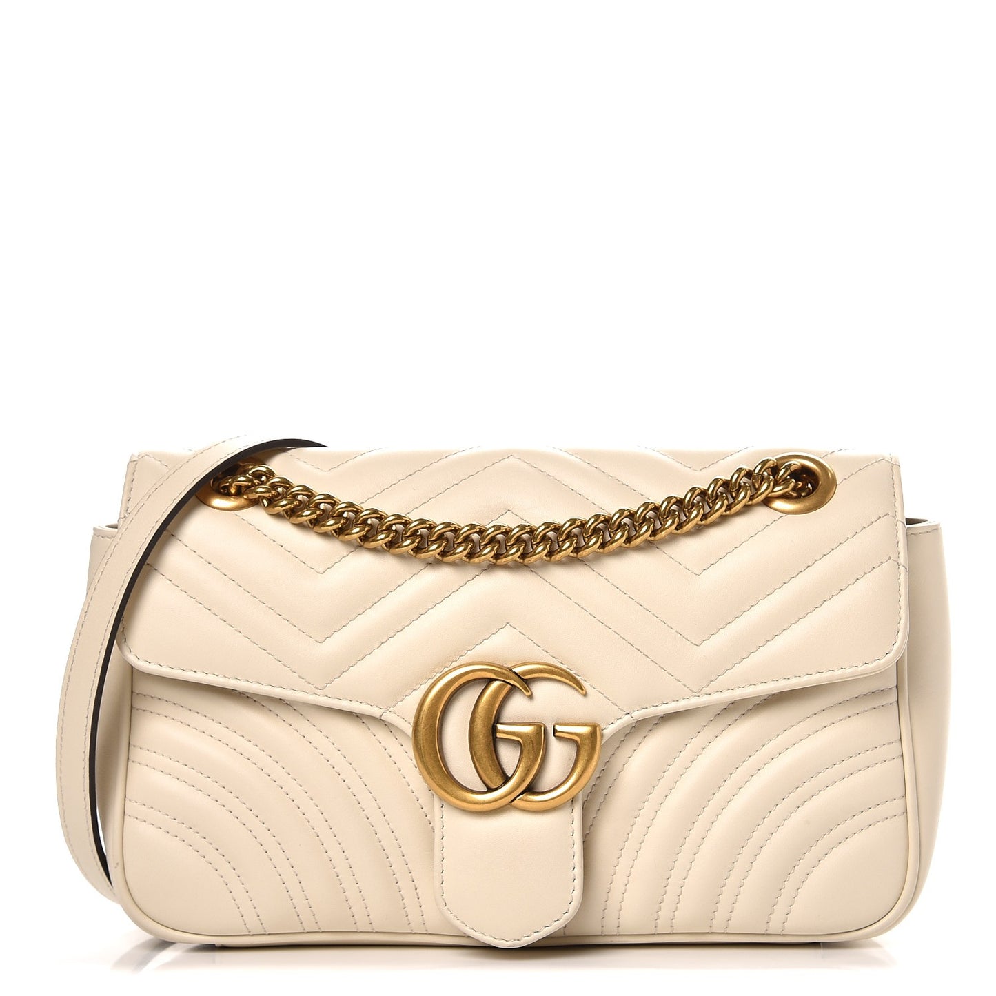 Calfskin Matelasse Small GG Marmont Shoulder Bag White