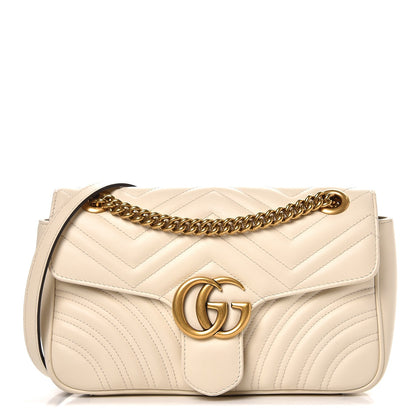 Gucci Calfskin Matelasse Small GG Marmont Shoulder Bag White 1 of 11