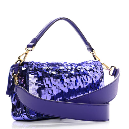 Fendi Sequin Paillettes Shiny Nappa Sex and the City Baguette Viola Purple Rain 3 of 11