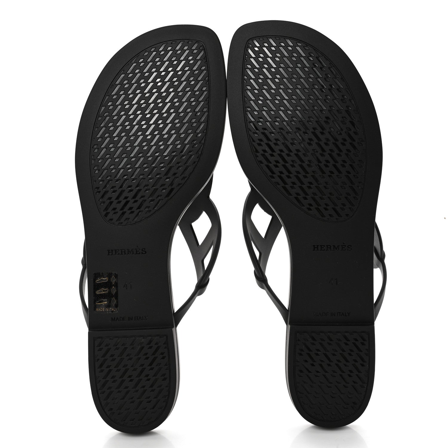 Hermes Rubber Womens Egerie Sandals 41 Black 5 of 9