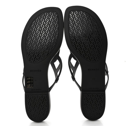 Hermes Rubber Womens Egerie Sandals 41 Black 5 of 9