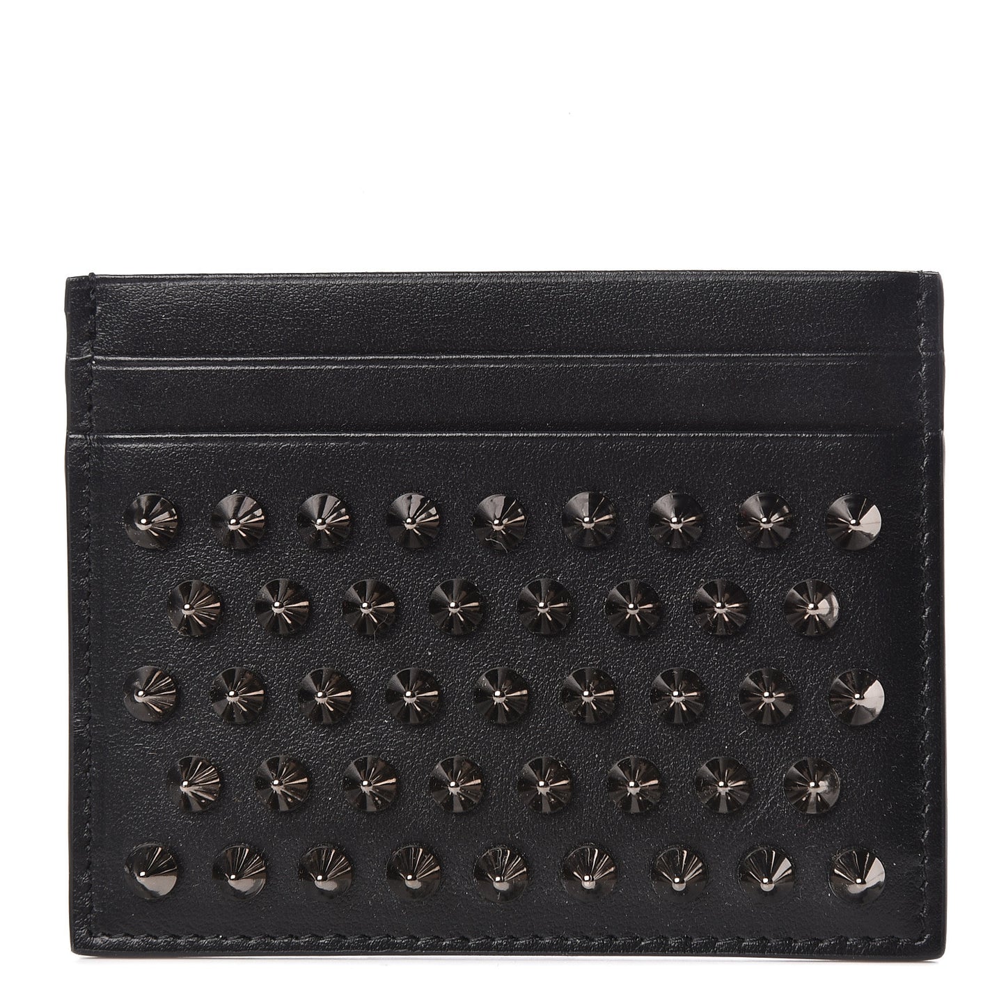 Calfskin Paris Spikes Kios Card Holder Black