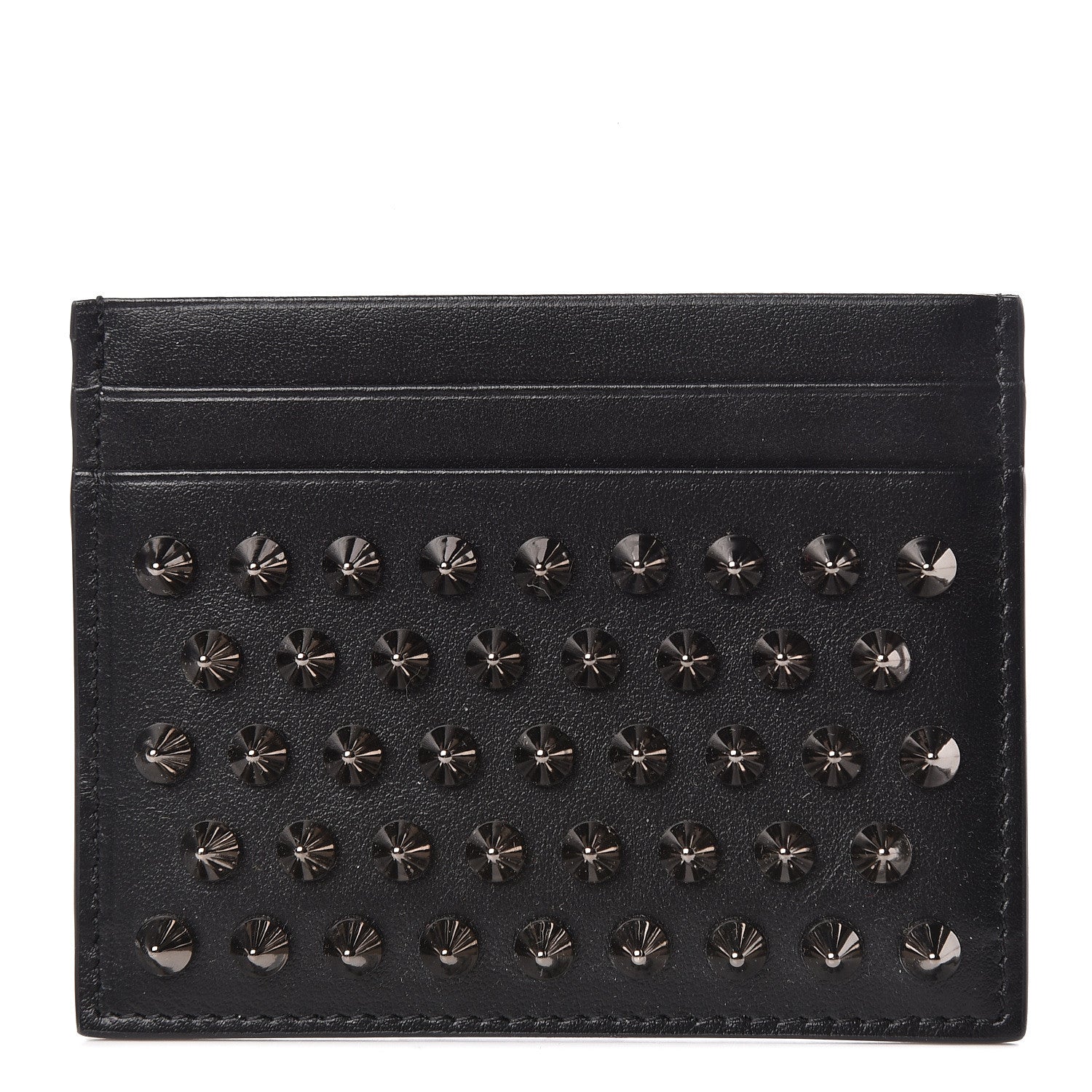 Christian Louboutin Calfskin Paris Spikes Kios Card Holder Black 1 of 7
