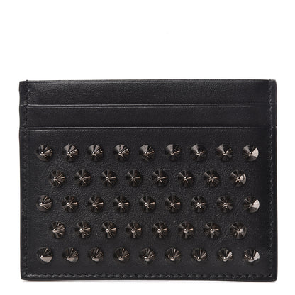 Christian Louboutin Calfskin Paris Spikes Kios Card Holder Black 1 of 7