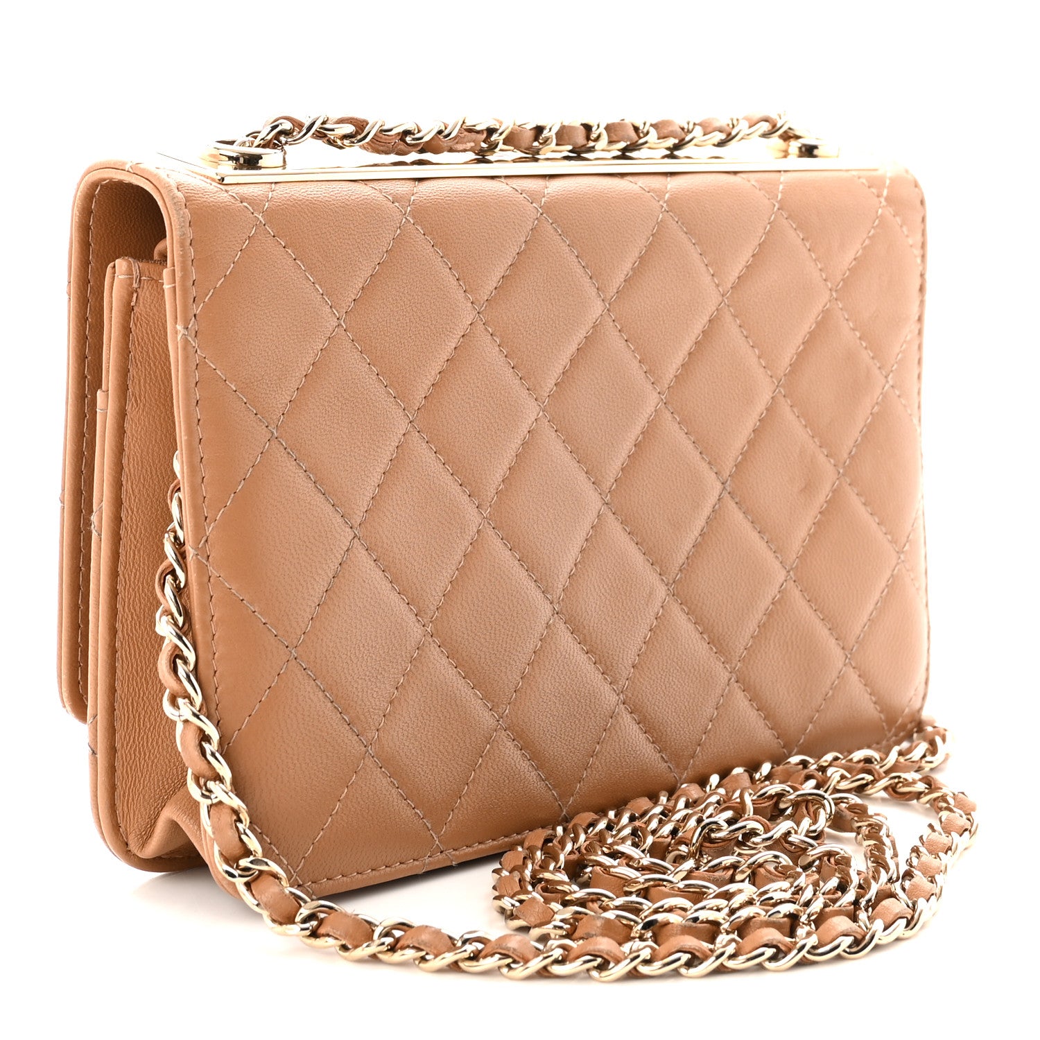 Chanel Lambskin Quilted Trendy CC Wallet On Chain WOC Beige 3 of 11