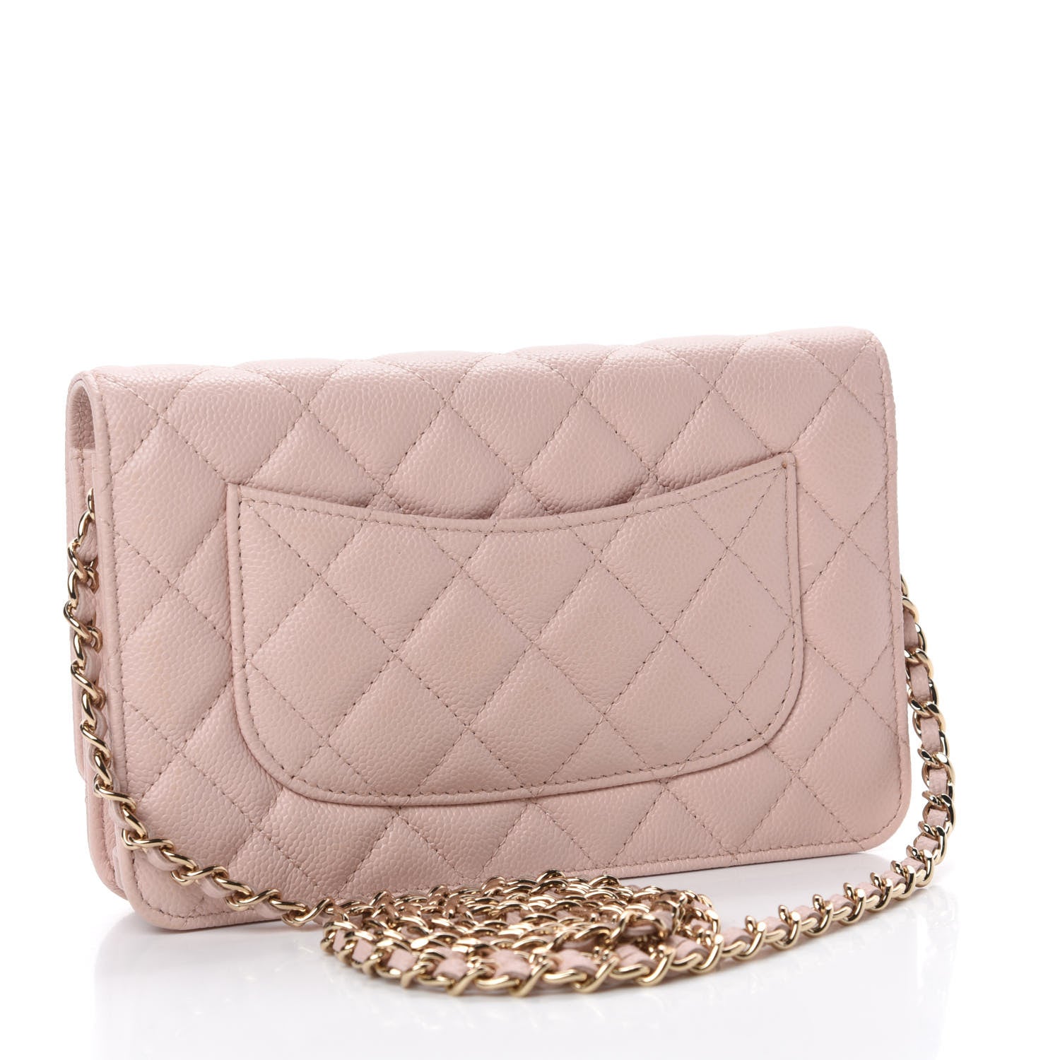 Chanel Caviar Quilted Enamel Wallet on Chain WOC Light Pink 3 of 12