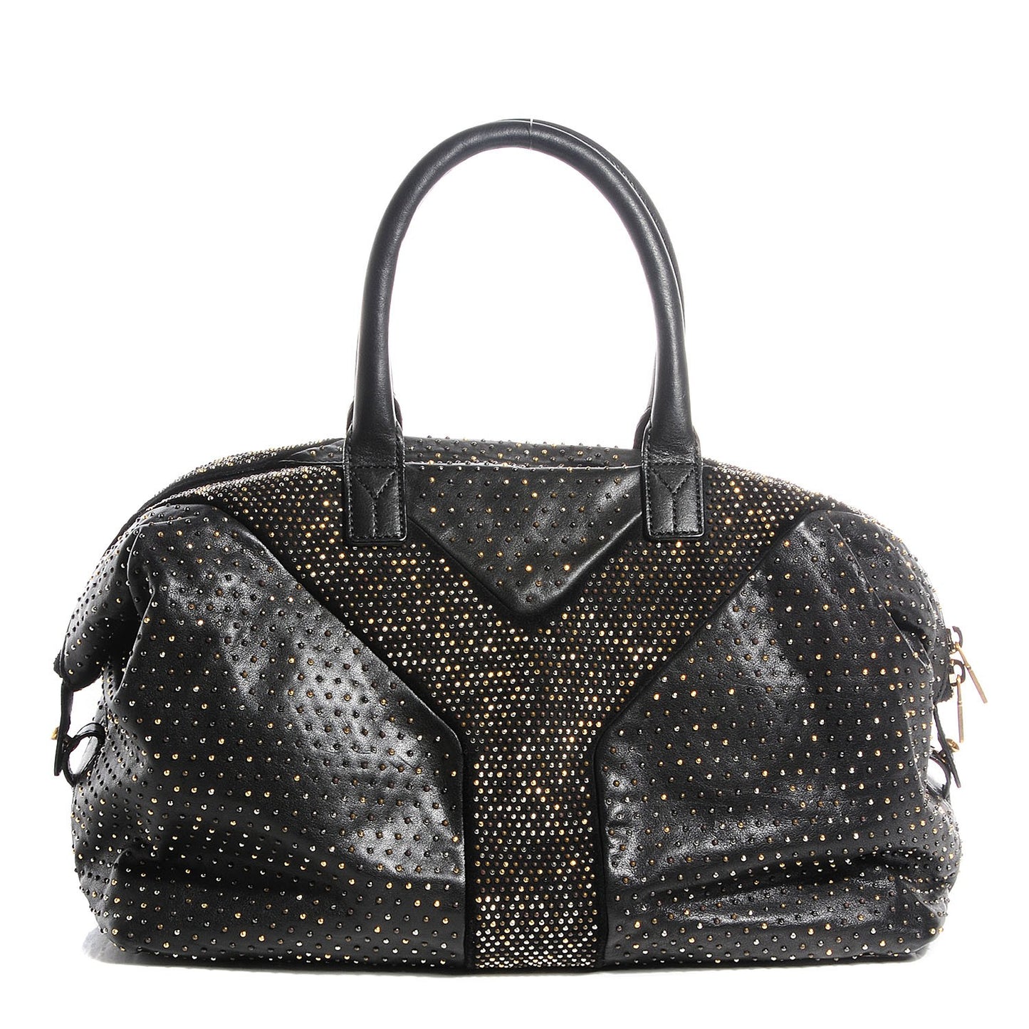 Calfskin Rock Studded Easy Sac Black