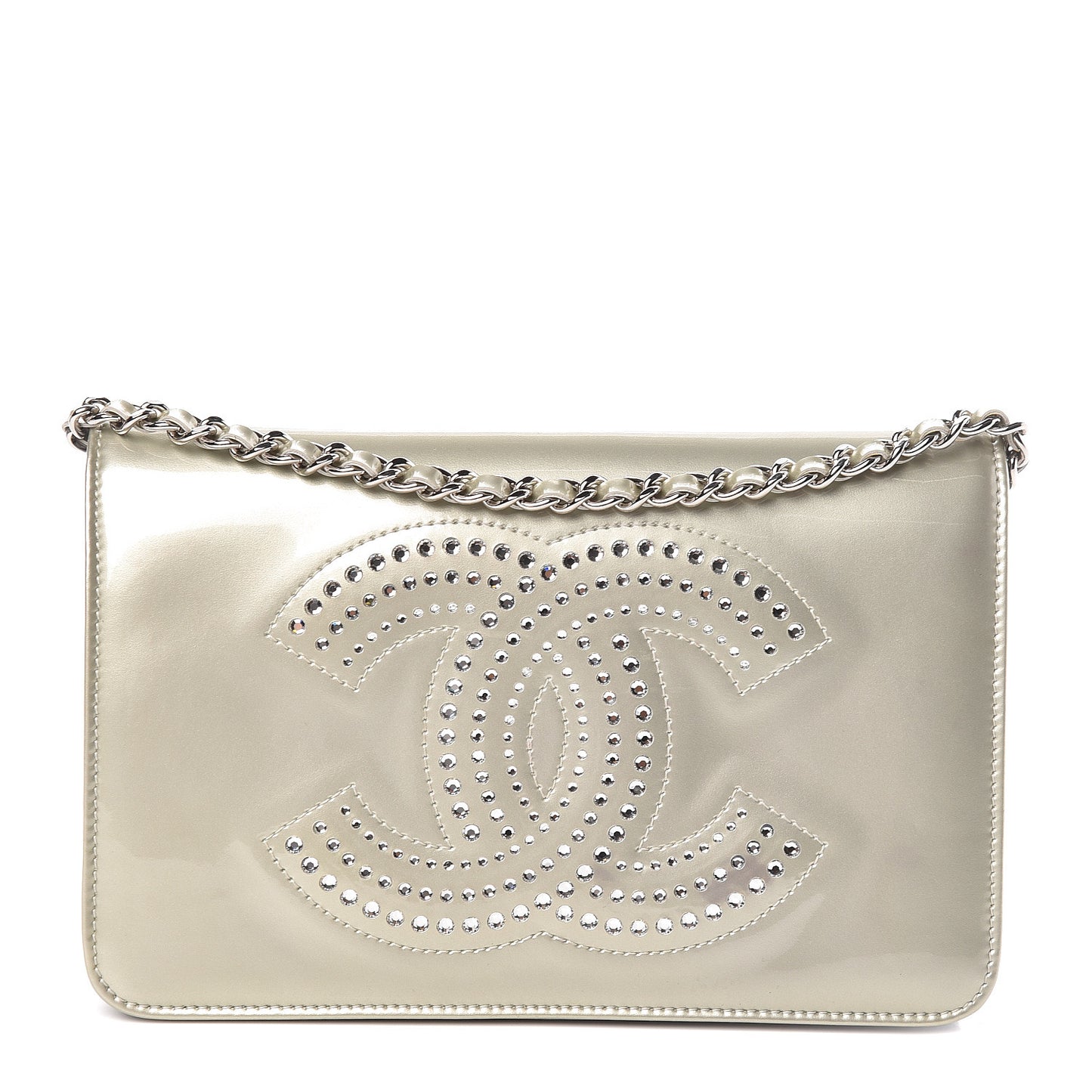 Patent Strass Wallet On Chain WOC Silver