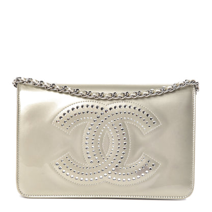 Chanel Patent Strass Wallet On Chain WOC Silver 1 of 12