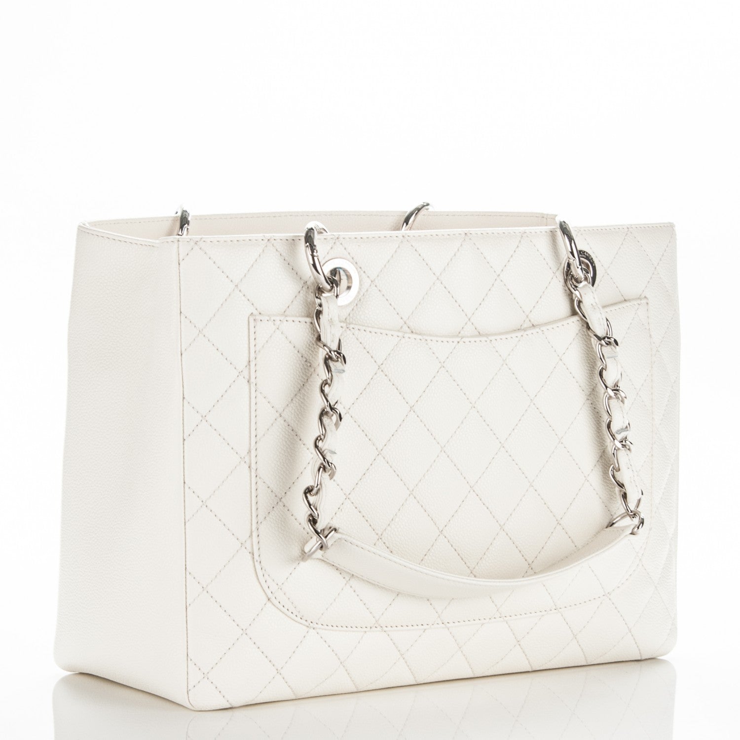 Chanel Caviar Quilted Grand Shopping Tote GST White 3 of 7
