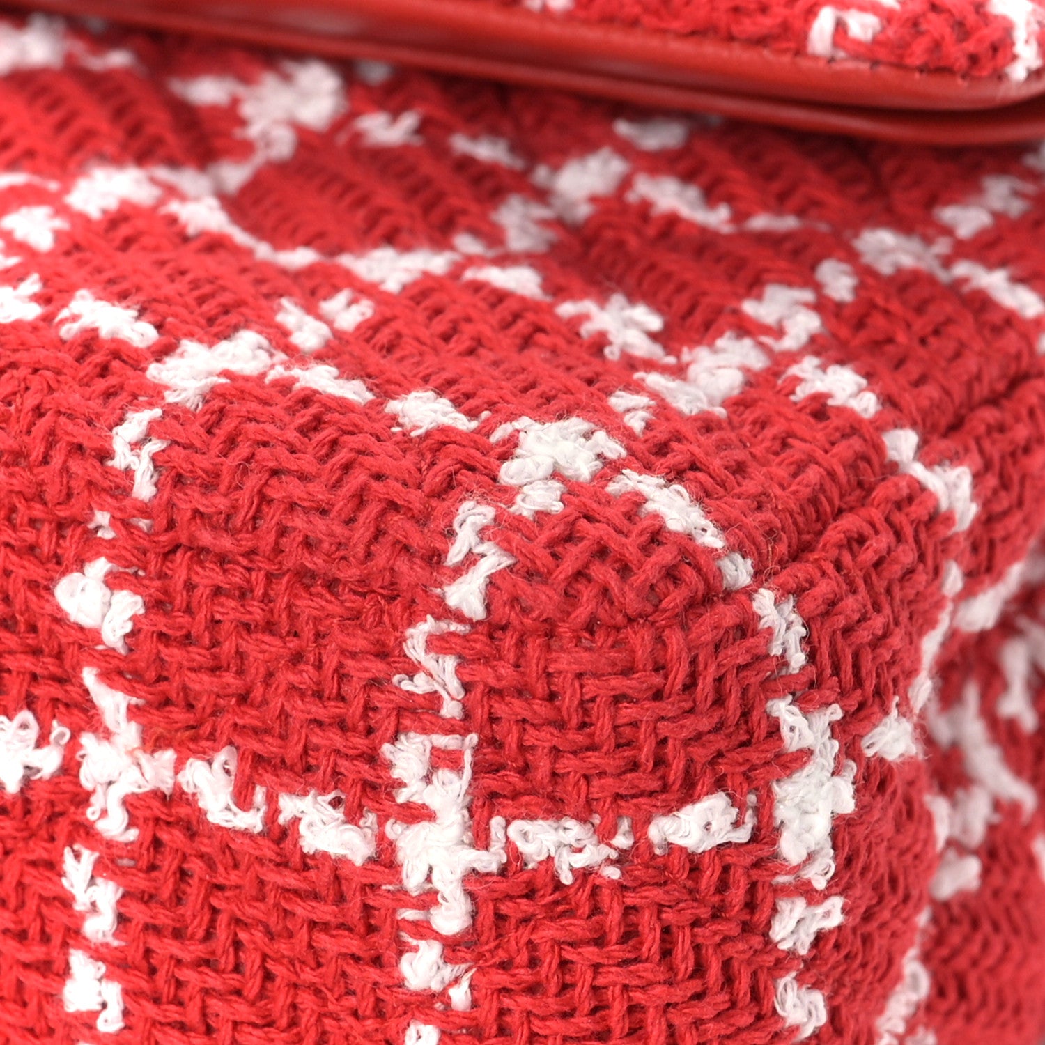 Chanel Tweed Quilted Medium Double Flap Red White 9 of 11