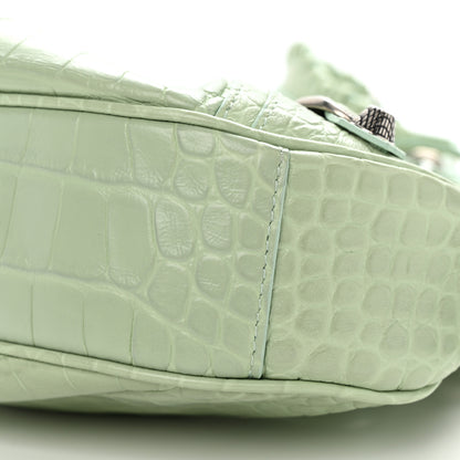 Balenciaga Extra Supple Calfskin Crocodile Embossed Le Cagole Shoulder Bag XS Light Green 10 of 10