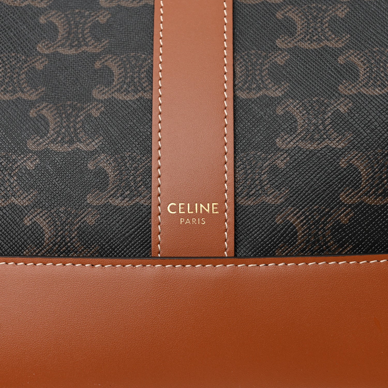 Celine Triomphe Canvas Calfskin Medium Bucket Bag Tan 8 of 10