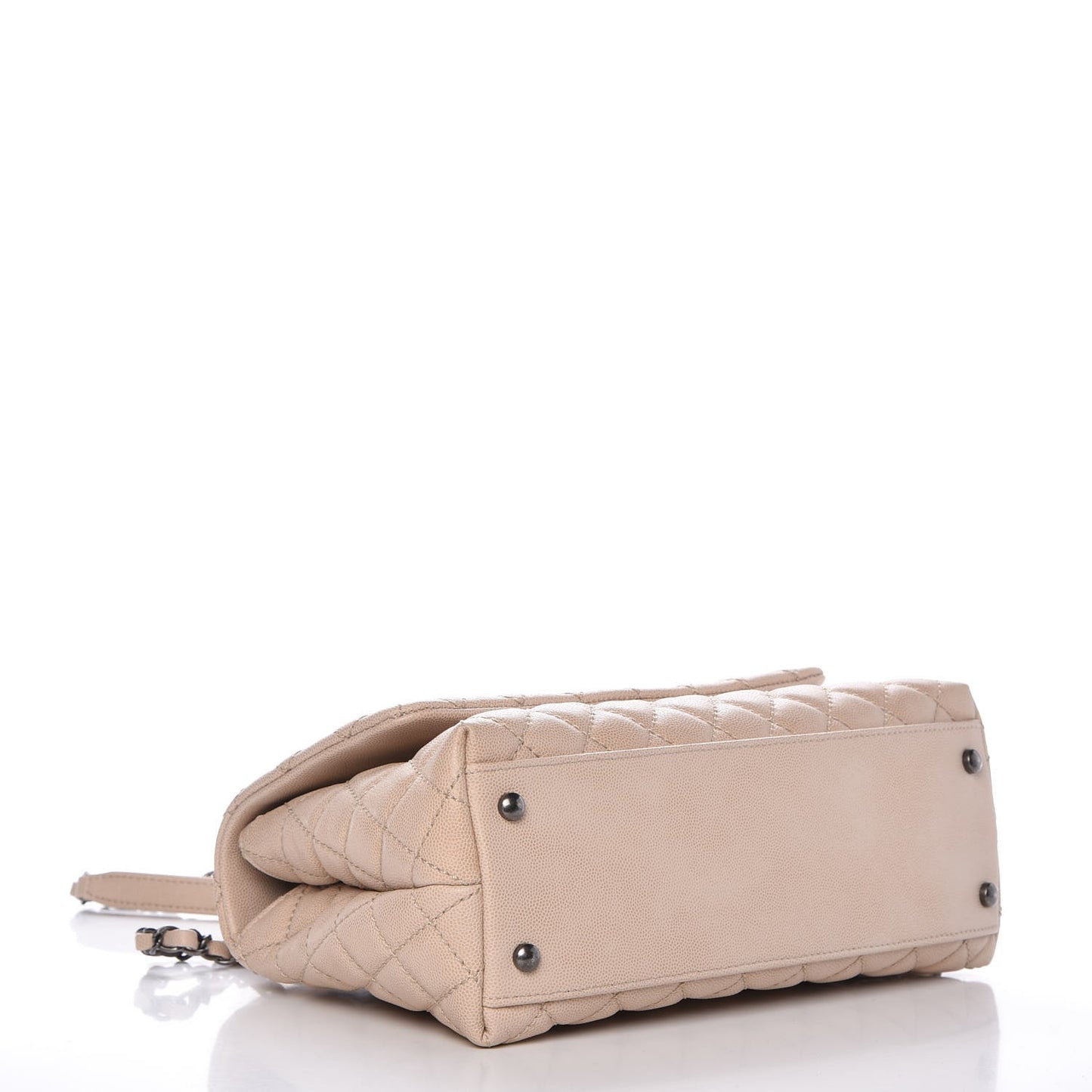 Caviar Quilted Small Coco Handle Flap Light Beige