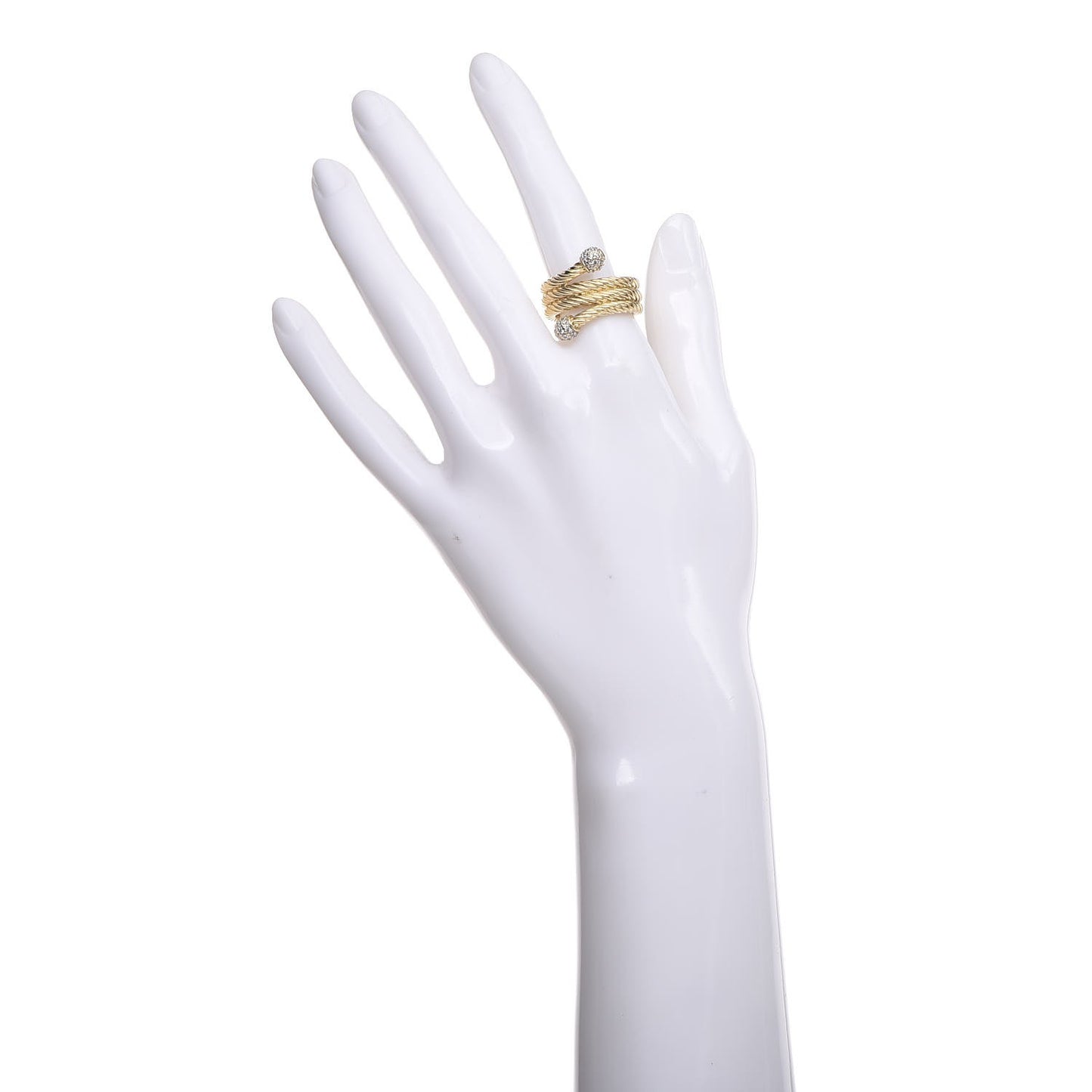 18K Yellow Gold Diamond Triple Bypass Ring 54 6.75
