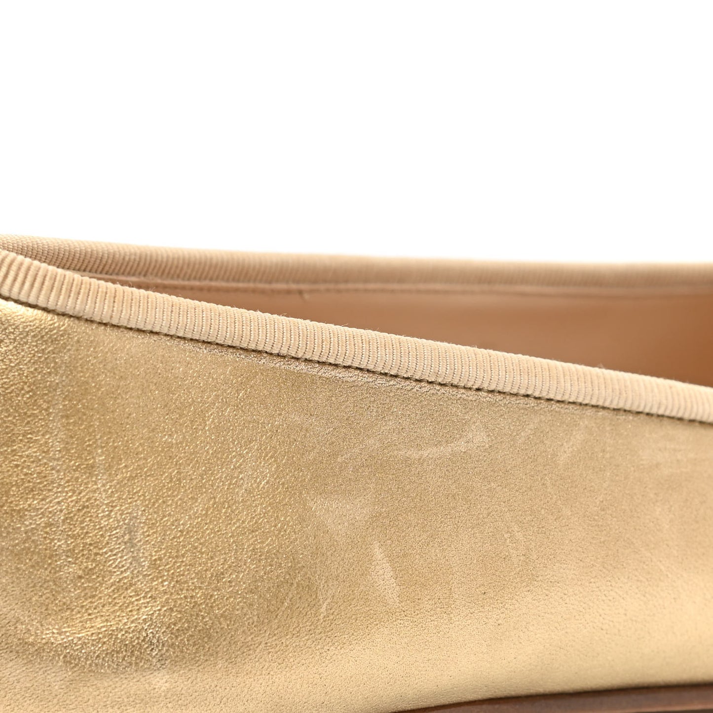Lambskin Metallic Caviar CC Cap Toe Ballerina Flats 37 Light Gold