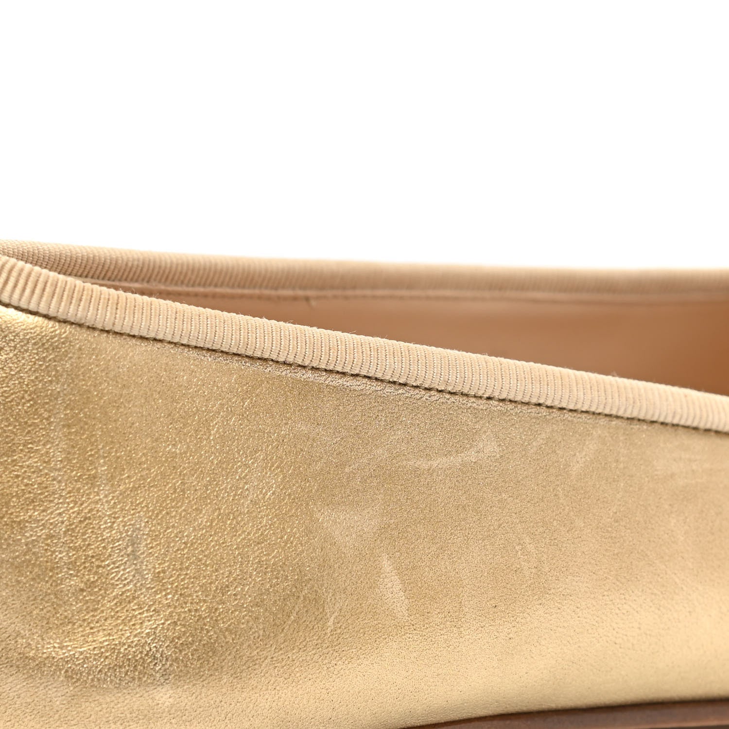 Chanel Lambskin Metallic Caviar CC Cap Toe Ballerina Flats 37 Light Gold 11 of 12
