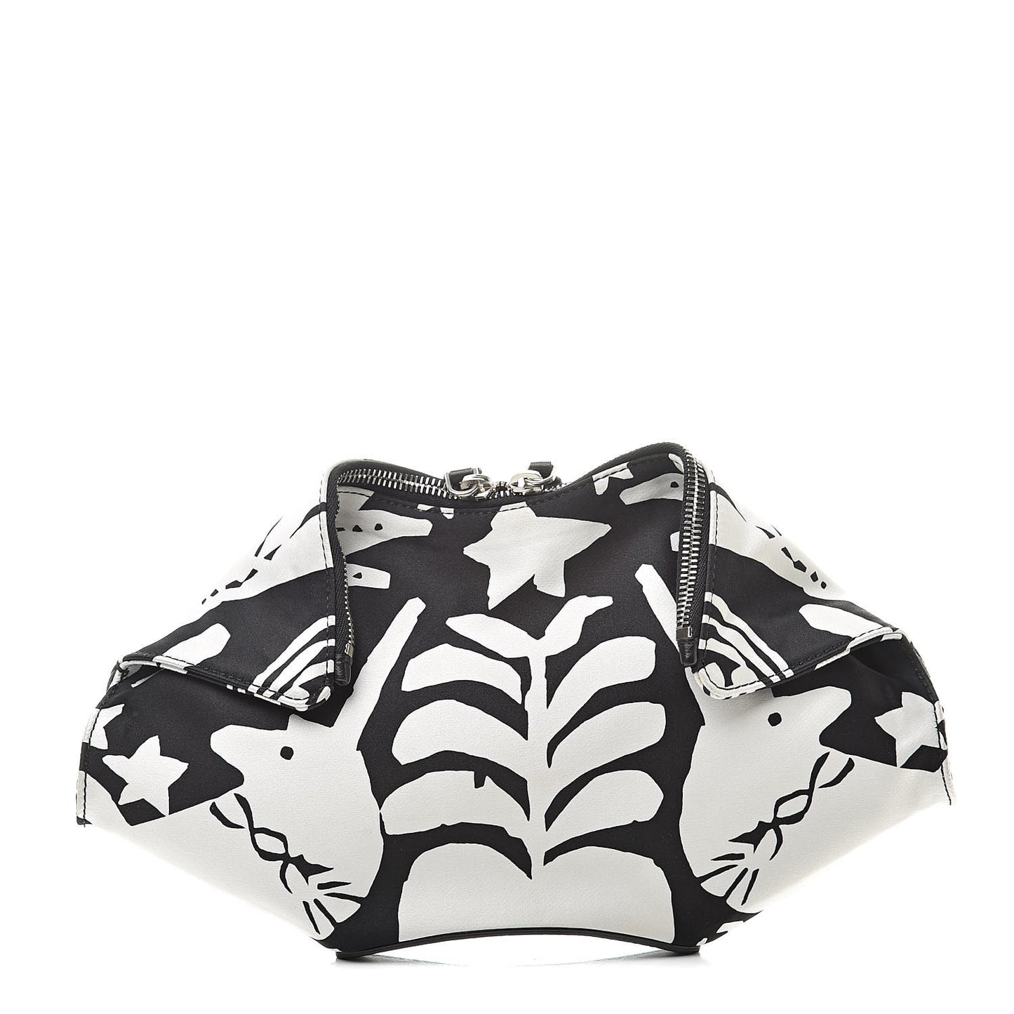 Silk De Manta Naive Pagan Print Clutch Black White