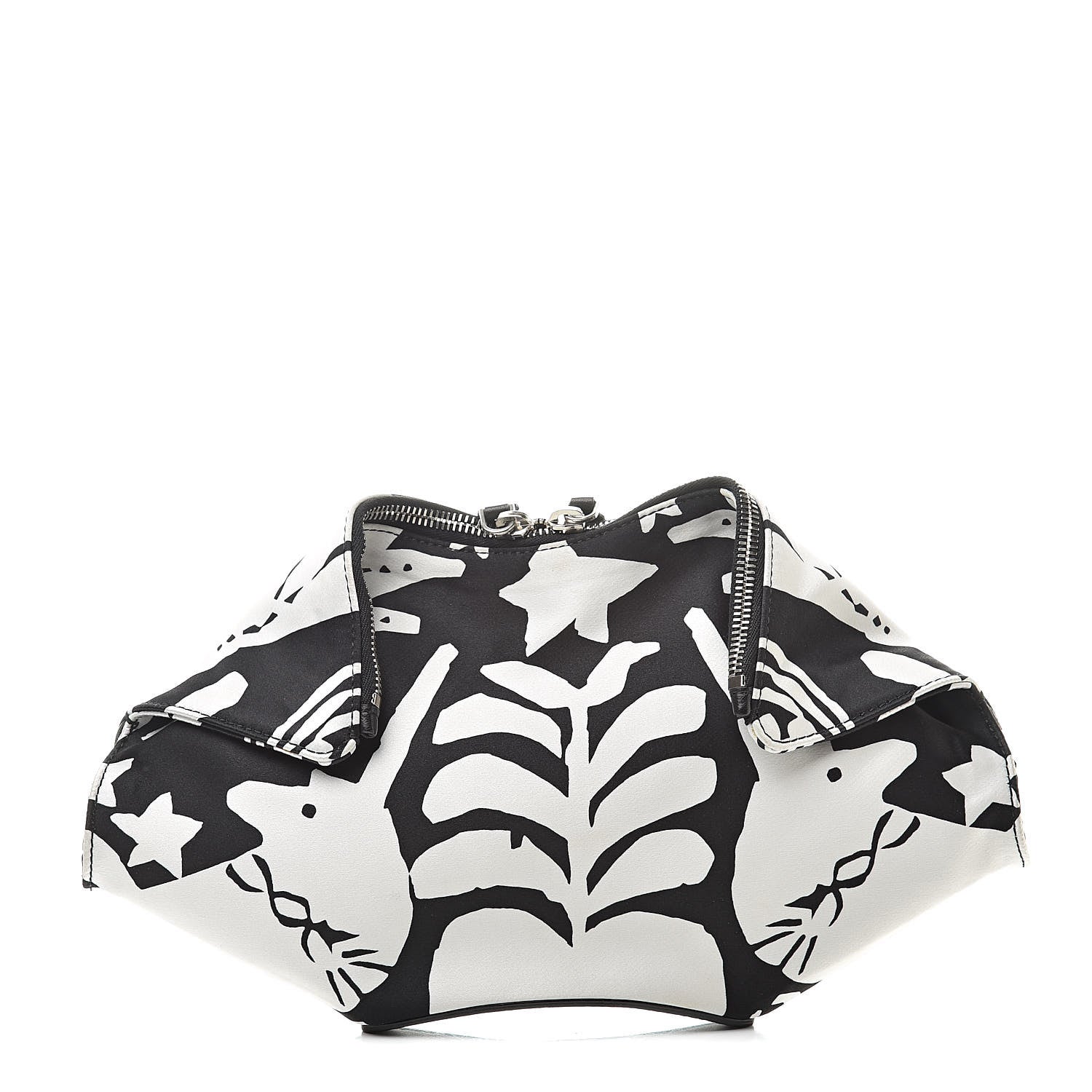 Alexander McQueen Silk De Manta Naive Pagan Print Clutch Black White 1 of 7