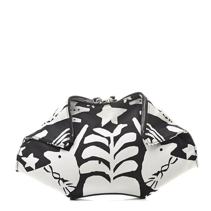 Alexander McQueen Silk De Manta Naive Pagan Print Clutch Black White 1 of 7