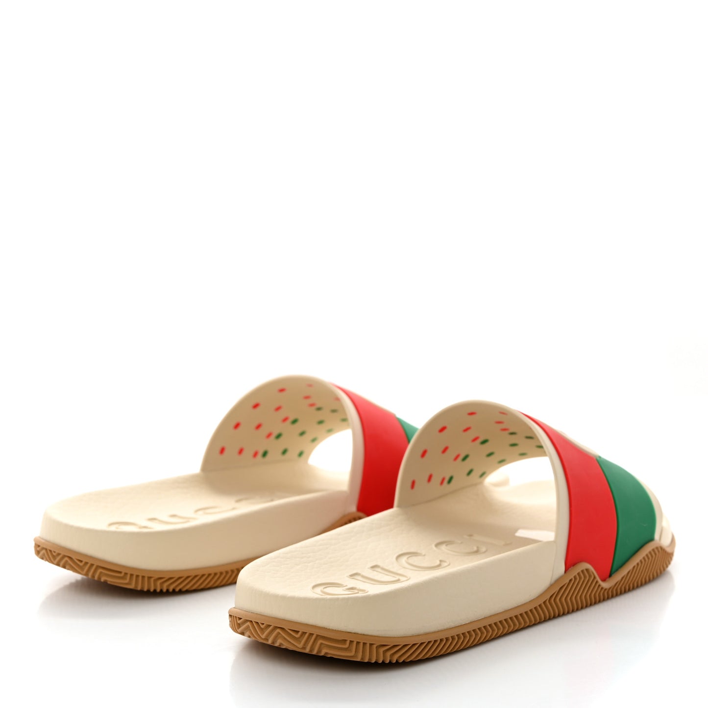Rubber Web Womens Interlocking G Slide Sandals 41 Mystic White Green Red